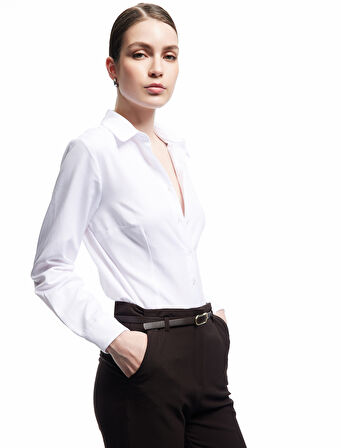 Regular Fit Klasik Yaka Uzun Kollu Poplin Gömlek