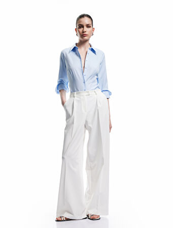 Regular Fit Klasik Yaka Uzun Kollu Poplin Gömlek