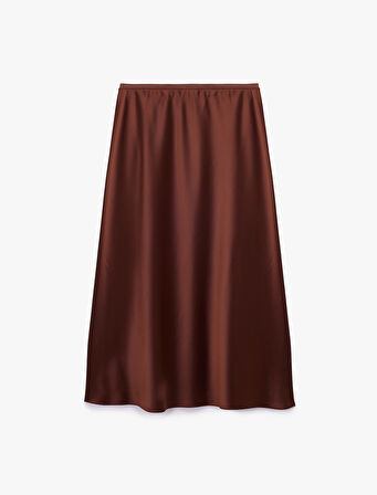 Standart Bel Regular Fit Saten Midi Etek