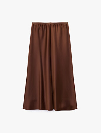 Standart Bel Regular Fit Saten Midi Etek