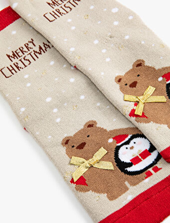 Yılbaşı Çorabı Havlu Çok Renkli Desenli