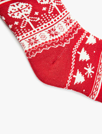 Pamuklu Yılbaşı Temalı Soket Havlu Çorap