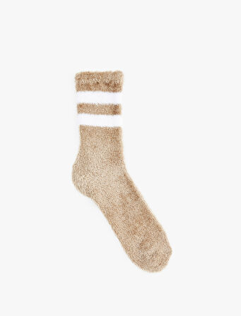 Çizgili Tüylü Havlu Soket Çorap