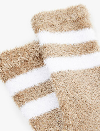 Çizgili Tüylü Havlu Soket Çorap