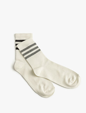 2'li Tenis Çorap Seti Şerit Detaylı