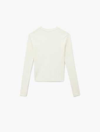 Uzun Kollu Bisiklet Yaka Taşlı Triko Kazak