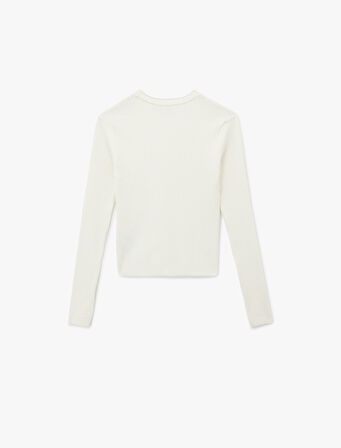 Uzun Kollu Bisiklet Yaka Taşlı Triko Kazak