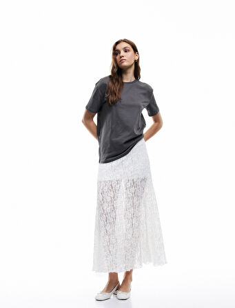 Kısa Kollu Bisiklet Yaka Pamuklu Basic Tişört