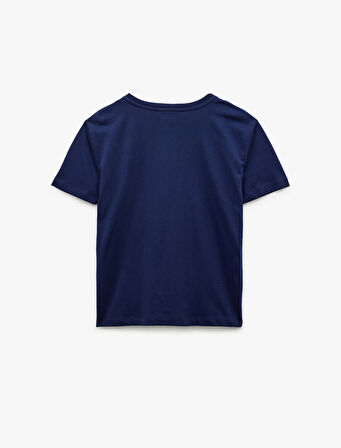 Kısa Kollu Bisiklet Yaka Pamuklu Basic Tişört