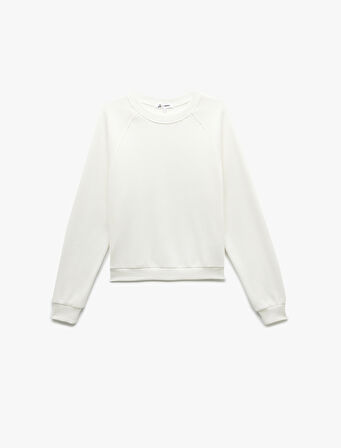 Şardonlu Uzun Kollu Bisiklet Yaka Basic Oversize Sweatshirt