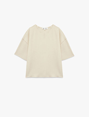 Kısa Kollu Bisiklet Yaka Basic Oversize Tişört