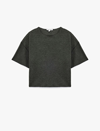 Kısa Kollu Bisiklet Yaka Basic Oversize Tişört