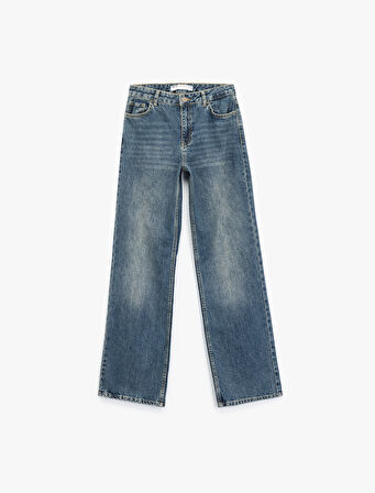 Pamuklu Düz Kesim Düz Paça Jean Pantolon - Straight Jeans