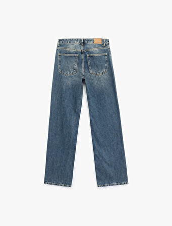 Pamuklu Düz Kesim Düz Paça Jean Pantolon - Straight Jeans