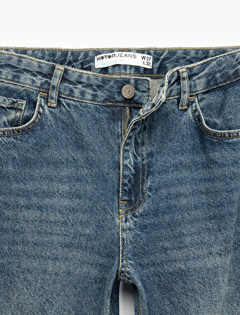 Pamuklu Düz Kesim Düz Paça Jean Pantolon - Straight Jeans