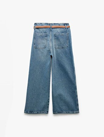 Yüksek Bel Pamuklu Geniş Paça Jean Pantolon - Wide Leg Jeans