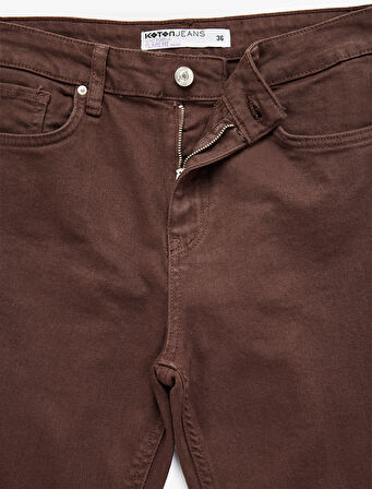 Yüksek Bel Dar Kalıp Pamuklu İspanyol Paça Jean Pantolon - Flare Jeans