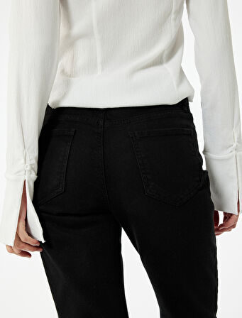 Yüksek Bel Dar Kalıp Pamuklu İspanyol Paça Jean Pantolon - Flare Jeans