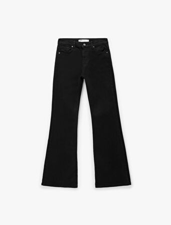 Yüksek Bel Dar Kalıp Pamuklu İspanyol Paça Jean Pantolon - Flare Jeans