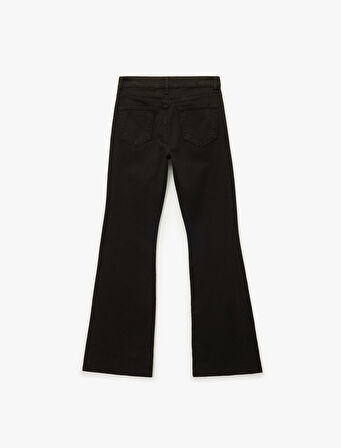Yüksek Bel Dar Kalıp Pamuklu İspanyol Paça Jean Pantolon - Flare Jeans