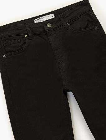 Yüksek Bel Dar Kalıp Pamuklu İspanyol Paça Jean Pantolon - Flare Jeans
