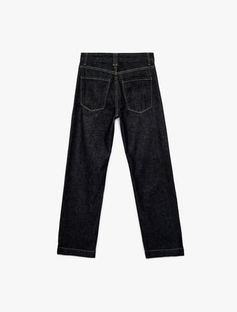 Normal Bel Uzun Düz Paça Pamuklu Denim Pantolon - Straight Fit Jean