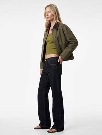 Normal Bel Uzun Düz Paça Pamuklu Denim Pantolon - Straight Fit Jean