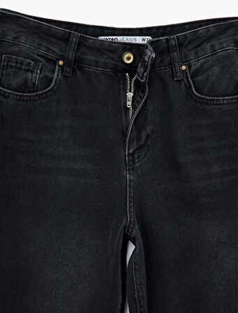 Düşük Bel Rahat Kalıp Geniş Paça Jean Pantolon - Loose Straight Fit Jean