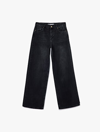 Düşük Bel Rahat Kalıp Geniş Paça Jean Pantolon - Loose Straight Fit Jean