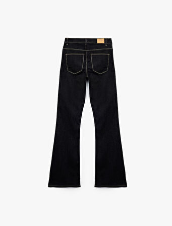 Koton X Melis Ağazat - Yüksek Bel Dar Kesim İspanyol Paça Jean Pantolon - Flare Jeans