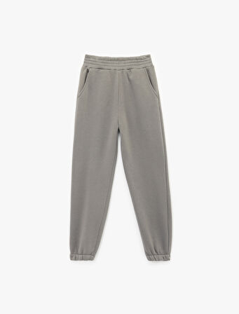 Üç İplik Şardonlu Cepli Beli Lastikli Jogger Eşofman Altı