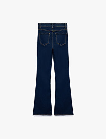 Dar Kalıp Pamuklu Yüksek Bel İspanyol Paça Jean Pantolon - Flare Jeans