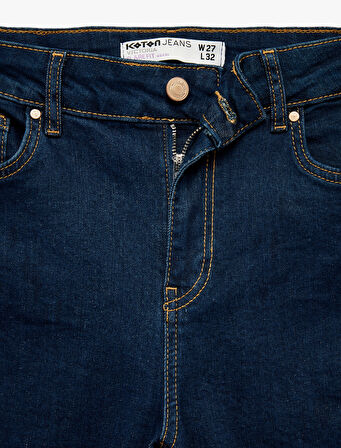 Dar Kalıp Pamuklu Yüksek Bel İspanyol Paça Jean Pantolon - Flare Jeans
