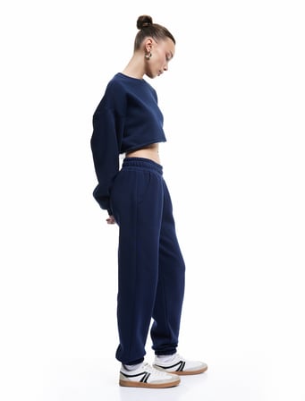 Şardonlu Cepli Beli Lastikli Oversize Jogger Eşofman Altı