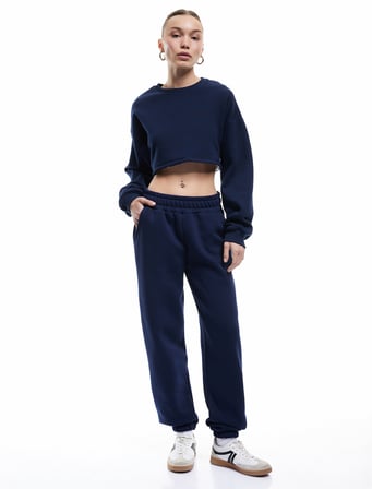 Şardonlu Cepli Beli Lastikli Oversize Jogger Eşofman Altı