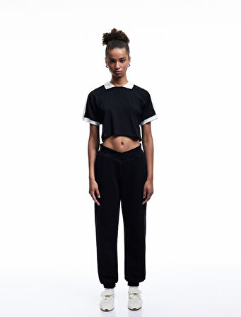 Fermuarlı Cepli Beli Lastikli Şardonlu Jogger Eşofman Altı