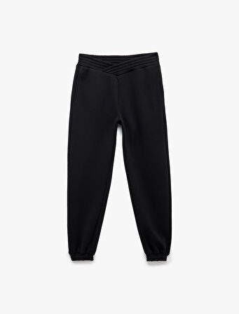 Fermuarlı Cepli Beli Lastikli Şardonlu Jogger Eşofman Altı