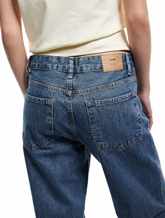 Normal Bel Straight Fit Düğmeli Pamuklu Düz Paça Jean Pantolon - Straight Fit Jean