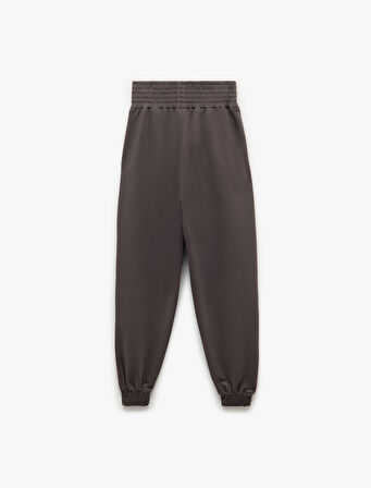 Beli Lastikli Yüksek Bel Cepli Rahat Kalıp Jogger Eşofman Altı