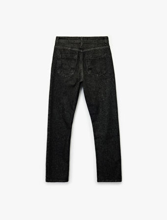 Yüksek Bel Dar Kalıp Düz Paça Pamuklu Jean Pantolon - Slim Straight Fit Jean