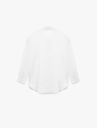 Pamuklu Klasik Yaka Düğmeli Uzun Kollu Oversize Gömlek