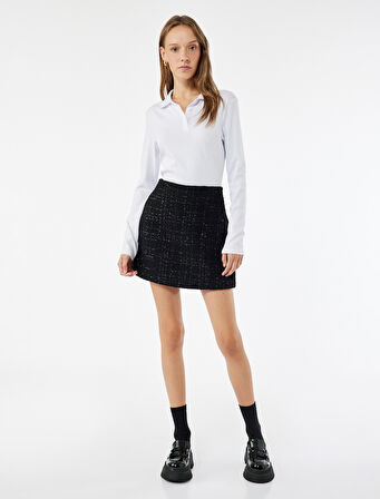 Dar Kesim Mini Tüvit Şort Etek