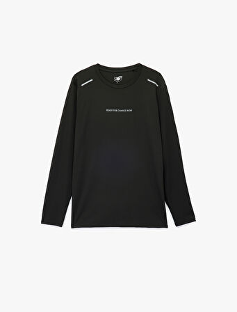 Uzun Kollu Baskılı Bisiklet Yaka Spor Tişört