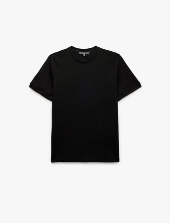 Pamuklu Kısa Kollu Tok Kumaş Regular Fit Bisiklet Yaka Basic Tişört