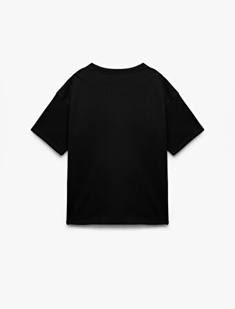 Pamuklu Kısa Kollu Bisiklet Yaka Tok Kumaş Oversize Basic Tişört