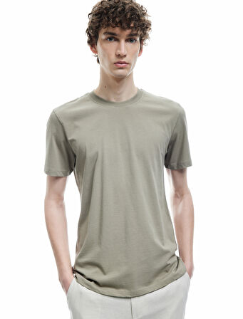 Pamuklu Kısa Kollu Bisiklet Yaka Erkek Basic Tişört