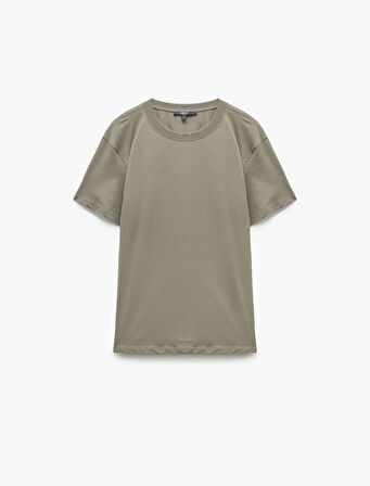 Pamuklu Kısa Kollu Bisiklet Yaka Erkek Basic Tişört