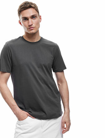 Pamuklu Kısa Kollu Bisiklet Yaka Erkek Basic Tişört