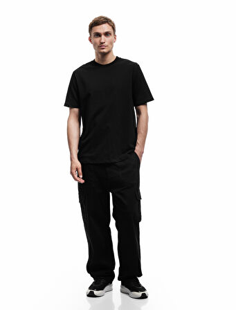 Kısa Kollu Bisiklet Yaka Tok Kumaş Regular Fit Pamuklu Tişört