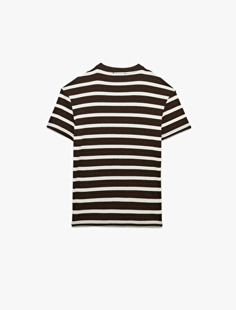 Kısa Kollu Bisiklet Yaka Slim Fit Çizgili Tişört
